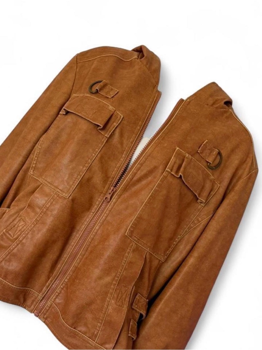 Vintage Hydraulic Tan Leather Utility Jacket - Classic Field Style